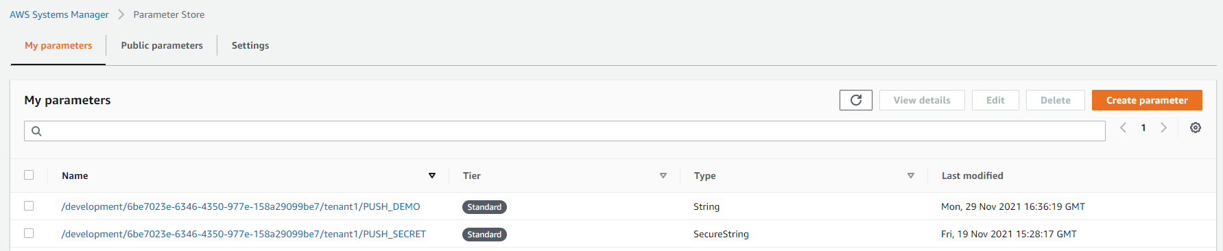sync AWS parameter store