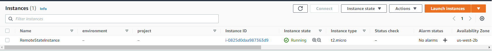 Terraform remote instance state id running